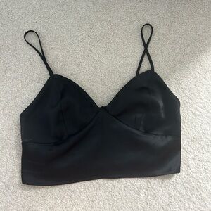 Black Satin Crop Top